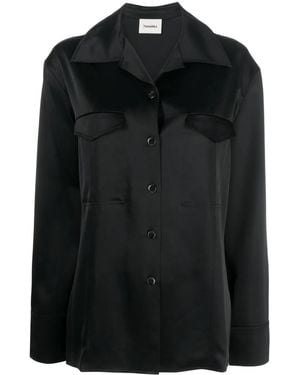 Nanushka Justina Satin Long-Sleeve Shirt - Black