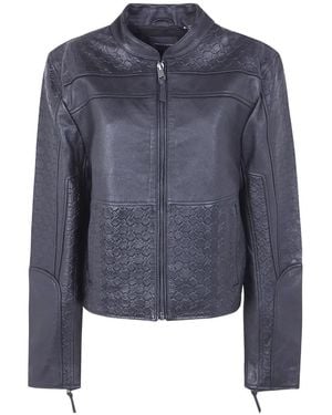 Daily Paper Patterned Leather Jacket - Blue
