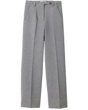 Miu Miu Embroidered-Logo Trousers - Grey