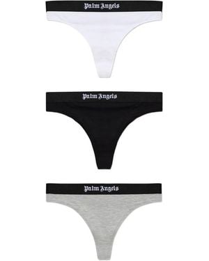 Palm Angels Logo-Waistband Three-Pack Thongs (Set Of Three) - White