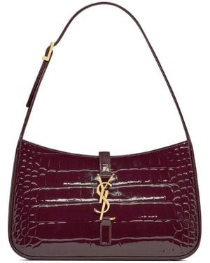 Saint Laurent Le 5 À 7 Crocodile-Effect Leather Shoulder Bag - Purple