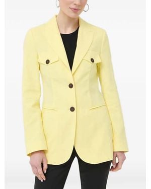 Beatrice B. Button-Up Flap-Pocket Blazer - Natural