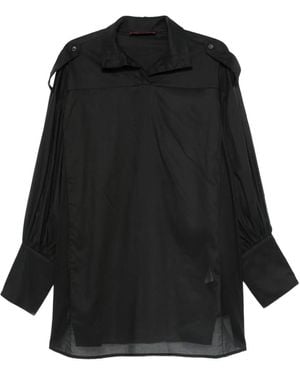 Thelatest Drop-Shoulder Blouse - Black