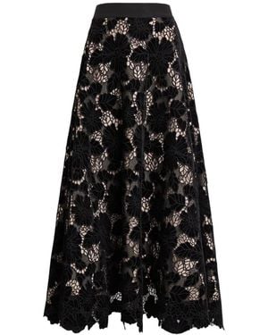 Alice + Olivia Jupe En Dentelle Lorena À Coupe Longue - Black