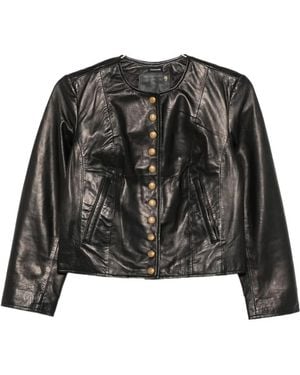 R13 Button-Up Leather Jacket - Black