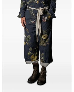 Aleksandr Manamïs Floral-Print Cotton Pants - Black