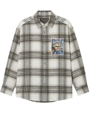 Musium Div. Plaid-Pattern Patch Shirt - Grey