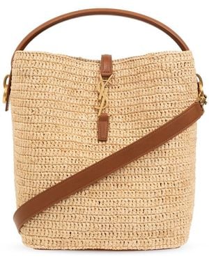 Saint Laurent Beuteltasche Aus Bast - Natur