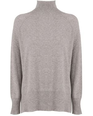 Kangra High-Neck Raglan-Sleeve Pullover - Grey