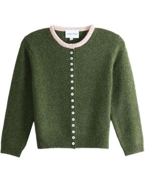 Nikki Chasin Clio Contrast-Trim Cashmere Cardigan - Green
