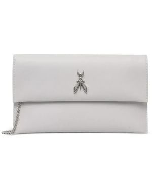 Patrizia Pepe Fly-Plaque Chain-Strap Clutch Bag - Grey