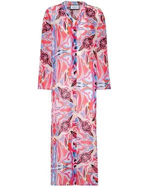 Philipp Plein Seidenkleid Mit Print - Rot