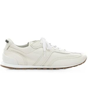 Brunello Cucinelli Grained Leather Trainers - White