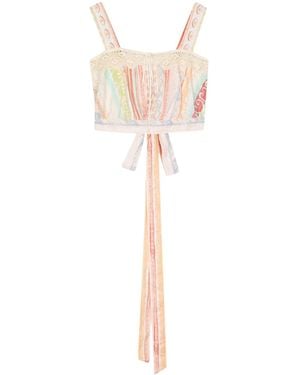 Hayley Menzies Cropped-Top Mit Lochstickerei - Weiß