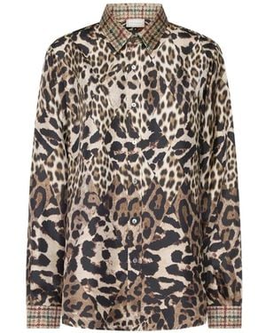 Pierre Louis Mascia Leopard-Print Silk Shirt - White