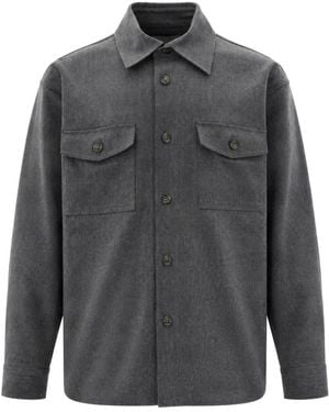 Paolo Pecora Button-Up Chest-Pocket Shirt - Grey