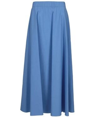 P.A.R.O.S.H. Elasticated-Waistband Flared Maxi Skirt - Blue