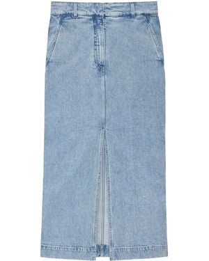 Another Tomorrow Organic-Cotton Denim Midi Skirt - Blue
