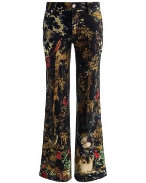 Alice + Olivia Roxie Embroidered Embellished Jeans - Black