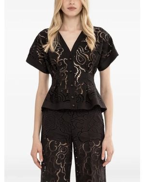 Nissa Floral-Embroidered Jacket - Black