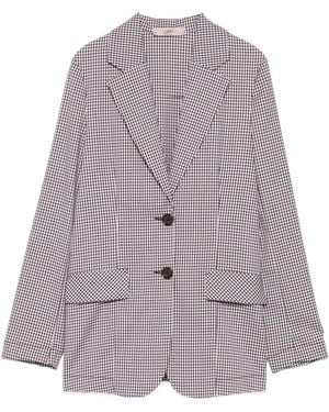 Carla G Gingham-Check Notched-Lapels Jacket - Purple