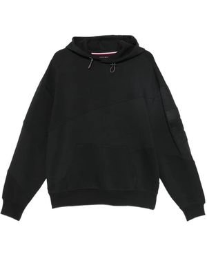 Tommy Hilfiger Logo-Patch Panelled Hoodie - Black