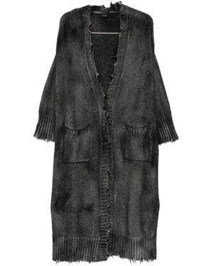 Avant Toi Distressed-Effect Longline Coat - Black