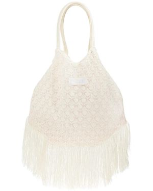 Akep Fringed Knitted Tote Bag - Natural
