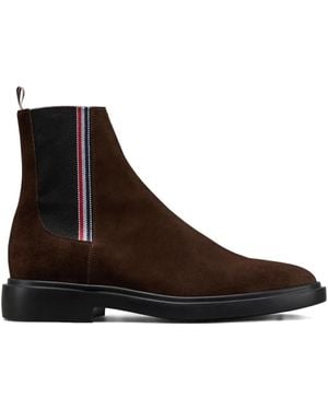 Thom Browne Rwb-Stripe Suede Boots - Brown