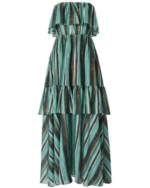 Pinko Ruffled Striped Dress - Green