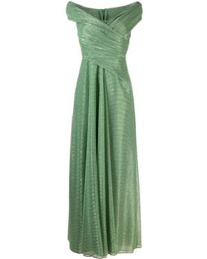 Talbot Runhof V-Neck Draped Gown - Green