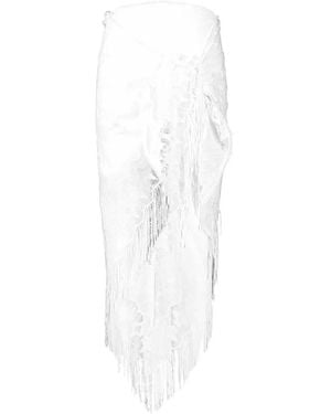 Miguelina Julia Lace-Fringe Pareo - Blanc