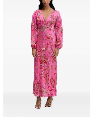Never Fully Dressed Paisley-Print V-Neck Maxi Dress - Pink