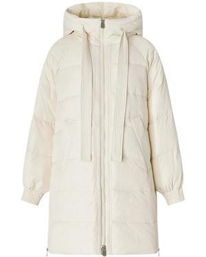 Pinko Long Quilted Down Jacket With Hood - White