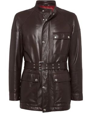 Brunello Cucinelli Belted Leather Safari Jacket - Brown