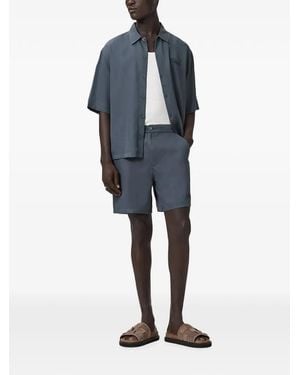 AllSaints Logo-Print Oversized Short-Sleeve Shirt - Blue