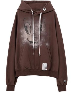 Maison Mihara Yasuhiro Happy Face-Print Hoodie - Brown
