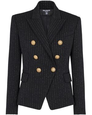Balmain Double-Breasted Blazer & Flared Leg Trousers Mini Set - Black
