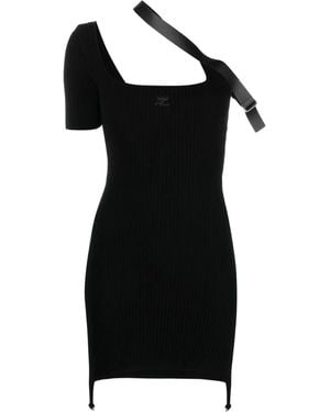 Courreges Strap-Detail Asymmetric Mini Dress - Black