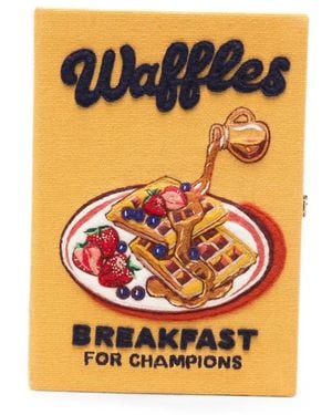 Olympia Le-Tan Waffles Breakfast For Champions Embroidered Clutch Bag - Orange
