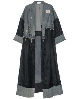 Hui Milano Abrigo Bruno Con Diseño Patchwork - Gris