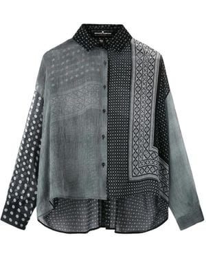 Ermanno Scervino Patchwork-Print Silk Shirt - Grey
