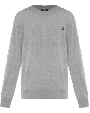 Balmain Jumper With A Crew Neck - Grey
