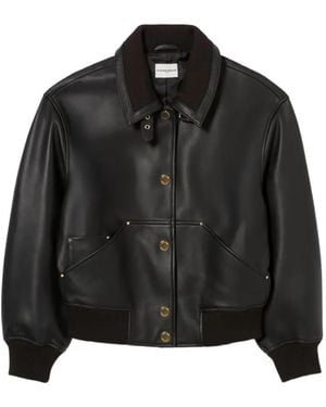 Claudie Pierlot Leather Bomber Jacket - Black