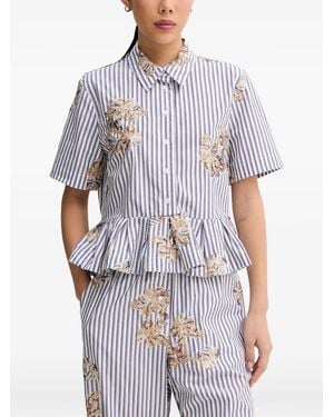 Munthe Nuriana Sequin-Embellished Striped Shirt - White
