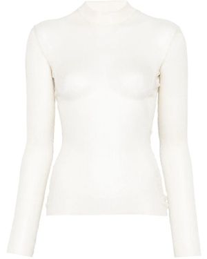 Mugler Semi-Transparenter Pullover - Weiß