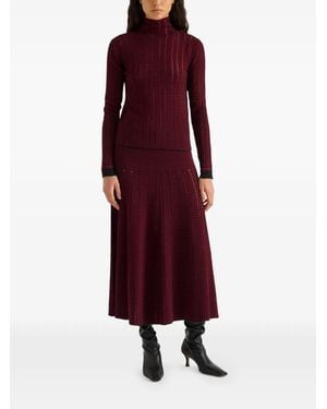 Proenza Schouler Phyllis Ladder-Stripe Midi Skirt - Red
