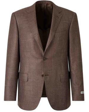 Canali Notched-Lapel Single-Breasted Blazer - Brown