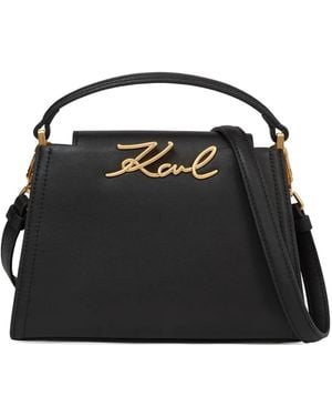 KARL LAGERFELD Signature Top-Handle Crossbody Bag - Black