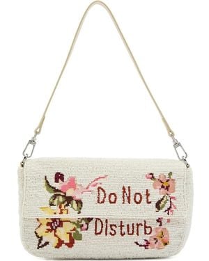 STAUD Timmy Embroidered Beaded Shoulder Bag - White